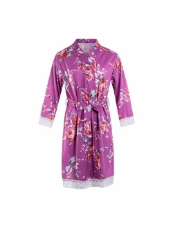 Women Floral Print Maternity Labor Delivery Robe Breastfeeding Nursing Nightgowns Gown Maternity Robe in Hospital