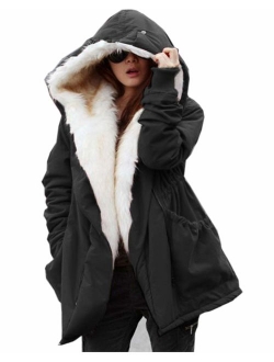 Roiii Women's Winter Thicken Faux Fur Hooded Plus Size Parka Jacket Coat Size S-3XL