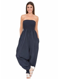 likemary Harem Jumpsuit and Hareem Pants Convertible 2 in 1 Silk Look Bandeau Romper