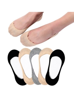 Ultra Low Cut Liner Socks Women No Show Non Slip Hidden Invisible for Flats Boat Summer 3/5 Pairs