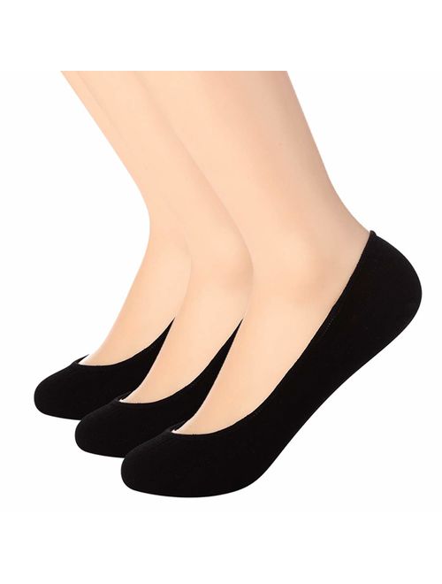 Ultra Low Cut Liner Socks Women No Show Non Slip Hidden Invisible for Flats Boat Summer 3/5 Pairs