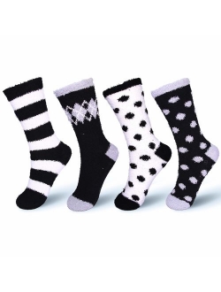 Basico Fuzzy Cozy Socks Plush Microfiber Crew Socks Set