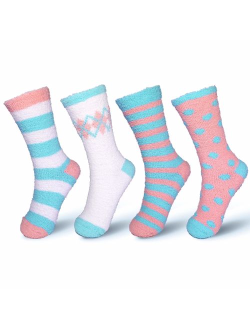 Basico Fuzzy Cozy Socks Plush Microfiber Crew Socks Set