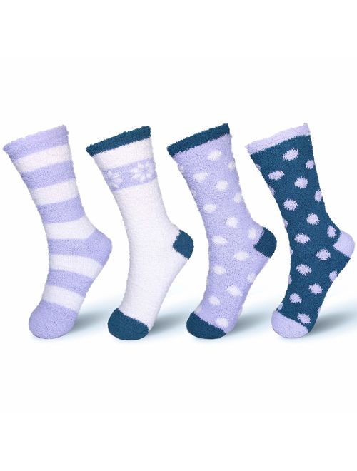 Basico Fuzzy Cozy Socks Plush Microfiber Crew Socks Set