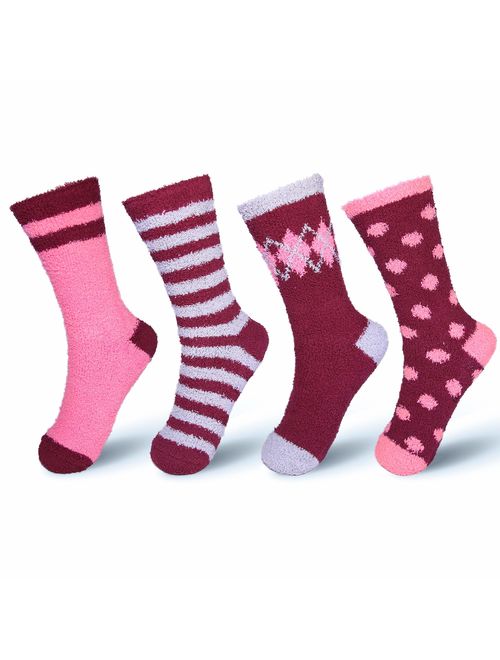 Basico Fuzzy Cozy Socks Plush Microfiber Crew Socks Set