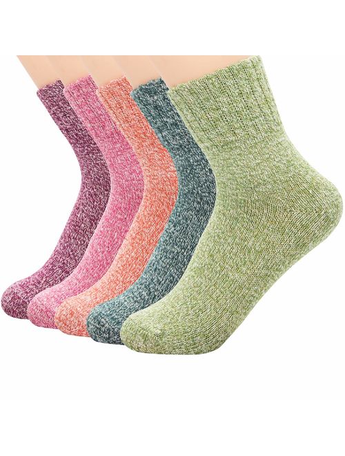 Zando Womens Wool Socks Winter Athletic Socks Crew Sock Warm Hiking Merino Wool Socks Soft Thick Mid Calf