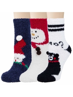 3 Pairs Womens Fuzzy Socks Cozy Winter Warm Fluffy Soft Cute Animal Fuzzy Home Slipper Socks