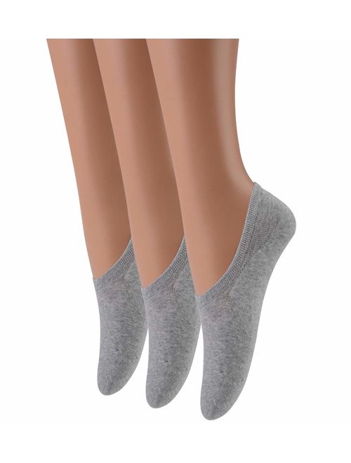 LAISOR Cotton No Show Sock Women's invisible Non Slip Flat Boat Liner Socks (Pack of 3-12)