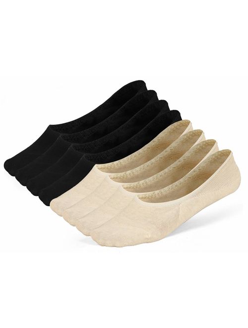 LAISOR Cotton No Show Sock Women's invisible Non Slip Flat Boat Liner Socks (Pack of 3-12)