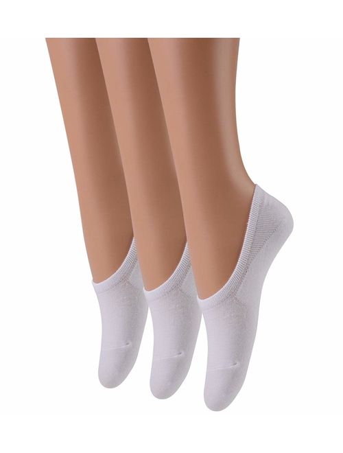 LAISOR Cotton No Show Sock Women's invisible Non Slip Flat Boat Liner Socks (Pack of 3-12)