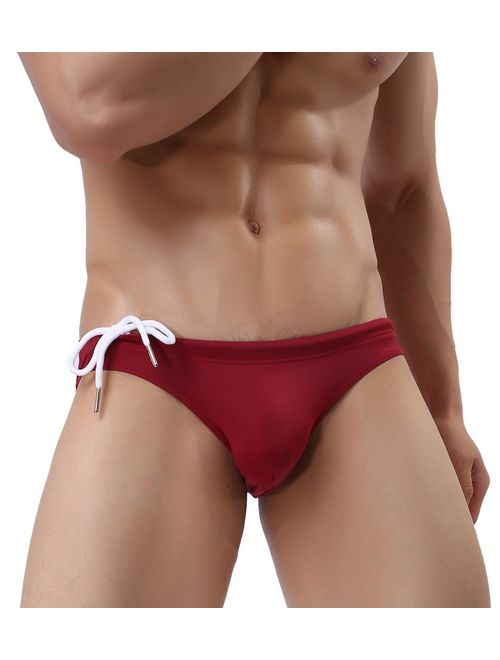 Brave Person Men's Fashion Low-Rise Swimming Briefs Pure Color Bikini Swimwear 1156