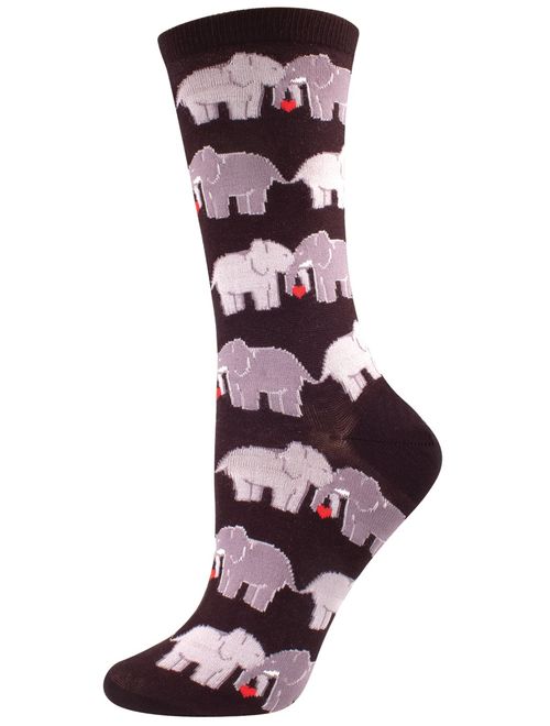 Socksmith Women's Socks Elephant Love Crew Black 1pair, Sock size 9-11