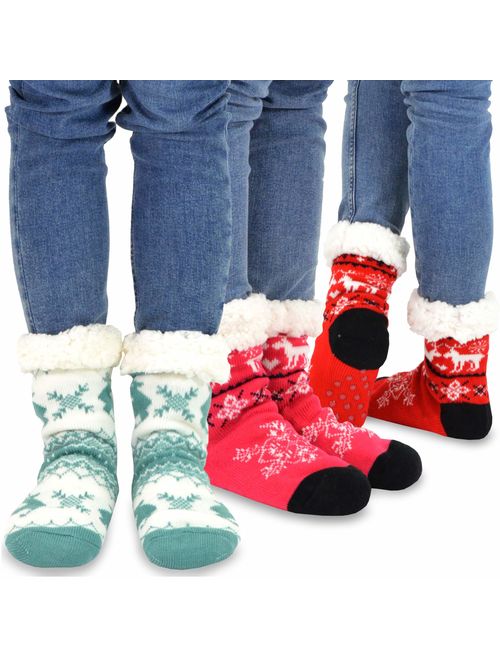 Teehee Soft Premium Thermal Double Layer Crew Socks for Women and Men 3-Pack