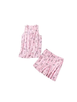 PNAEONG Women Cotton Sleepwear Short Sets Tank&Short Pajamas Sets