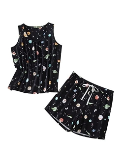 PNAEONG Women Cotton Sleepwear Short Sets Tank&Short Pajamas Sets