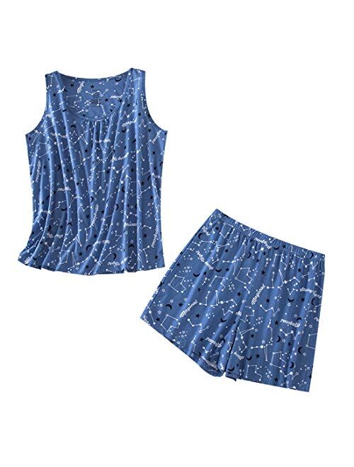 PNAEONG Women Cotton Sleepwear Short Sets Tank&Short Pajamas Sets