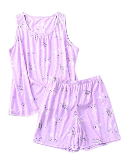 PNAEONG Women Cotton Sleepwear Short Sets Tank&Short Pajamas Sets