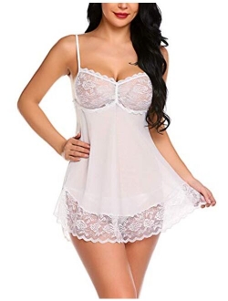 Lace Babydoll Lingerie Sexy Mini Chemise Mesh Wedding Nightie Bridal Nightdress