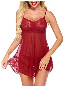 Lace Babydoll Lingerie Sexy Mini Chemise Mesh Wedding Nightie Bridal Nightdress