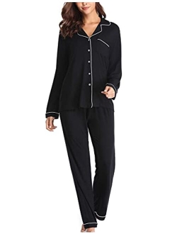 COLORFULLEAF Women's Pajama Set Button Down PJS Top and Pants