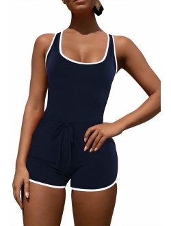 Pink Queen Women's Summer Tank Top Bodycon Shorts Sportswear Romper