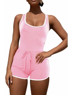 Pink Queen Women's Summer Tank Top Bodycon Shorts Sportswear Romper