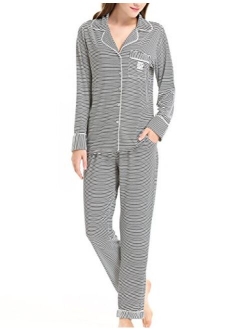 N NORA TWIPS Pajamas Set Long Sleeve Sleepwear Womens Button Down Nightwear Soft Pj Lounge Sets XS-XXL