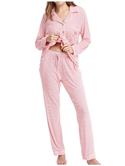 N NORA TWIPS Pajamas Set Long Sleeve Sleepwear Womens Button Down Nightwear Soft Pj Lounge Sets XS-XXL