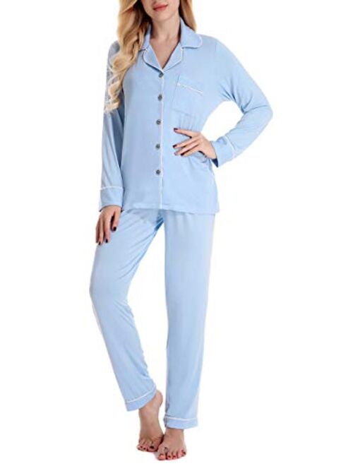 N NORA TWIPS Pajamas Set Long Sleeve Sleepwear Womens Button Down Nightwear Soft Pj Lounge Sets XS-XXL