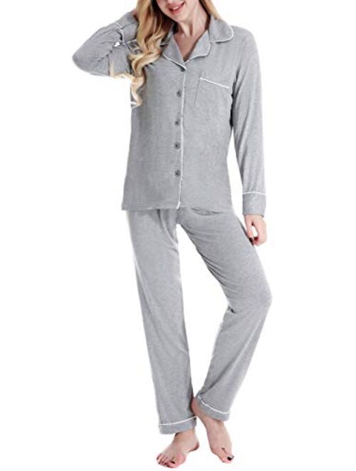 N NORA TWIPS Pajamas Set Long Sleeve Sleepwear Womens Button Down Nightwear Soft Pj Lounge Sets XS-XXL