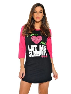 Just Love 100% Cotton Sleep Dress for Women Baseball Sleeve Nightshirt