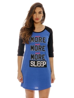 Just Love 100% Cotton Sleep Dress for Women Baseball Sleeve Nightshirt