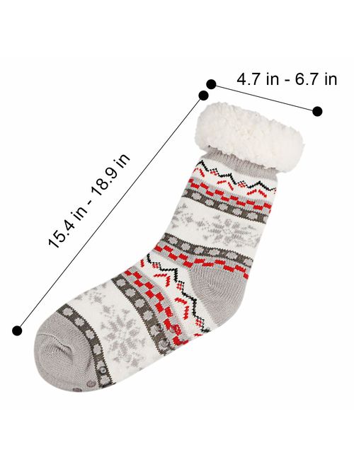 Christmas Slipper Socks for Women Fleece Lining Christmas Fuzzy Socks