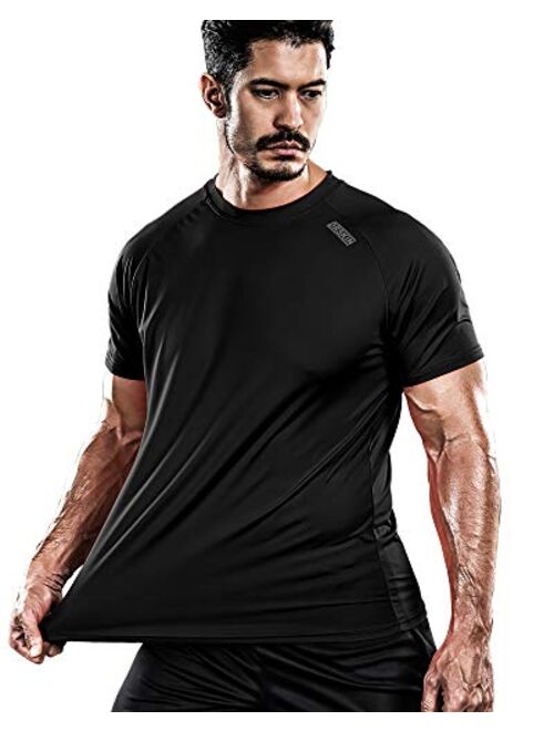 DRSKIN Men's Cool Quick Dry Sun Protection Short Sleeve Rash Guard Swim Sports Tee Shirt UPF 50+