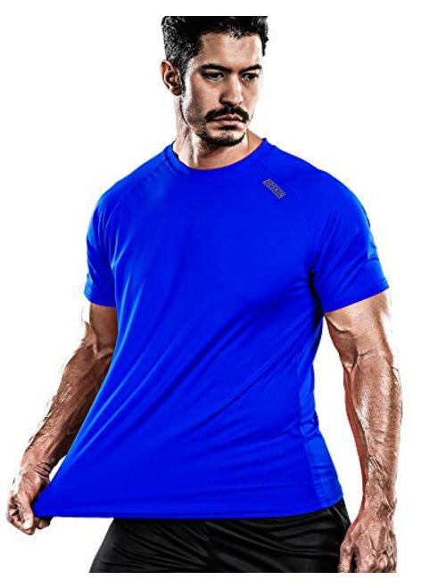 DRSKIN Men's Cool Quick Dry Sun Protection Short Sleeve Rash Guard Swim Sports Tee Shirt UPF 50+