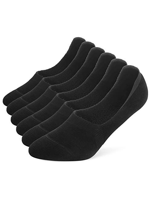 Leotruny 6 Pairs Unisex Thick Cushion Athletic Cotton Non Slip Low Cut Flat Liner No Show Socks