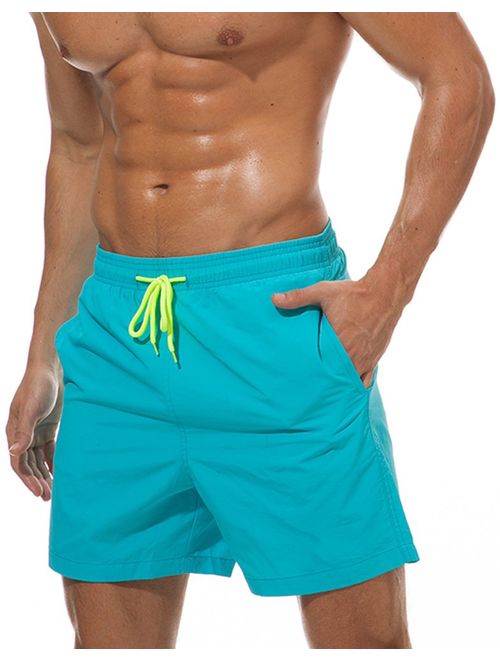 JINSHI Mens Quick Dry Beach Short Swim Trunks with Mesh Lining