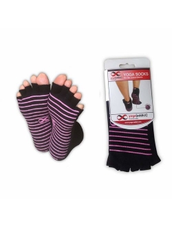 YogaAddict Toeless Socks Yoga, Pilates, Dance, Barre, Half Toe with Grips, Anti Non Slip Skid, Size S/M, 1 & 3 Pairs