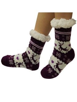 Women's Winter Warm Cozy Fuzzy Fleece Slipper Socks Christmas Gift