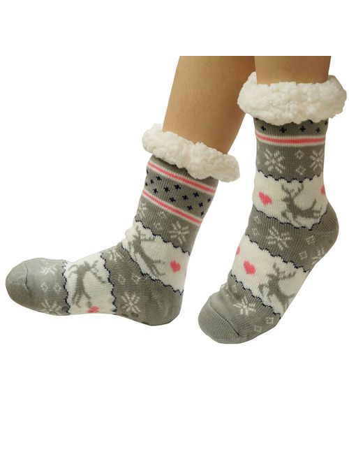 Women's Winter Warm Cozy Fuzzy Fleece Slipper Socks Christmas Gift