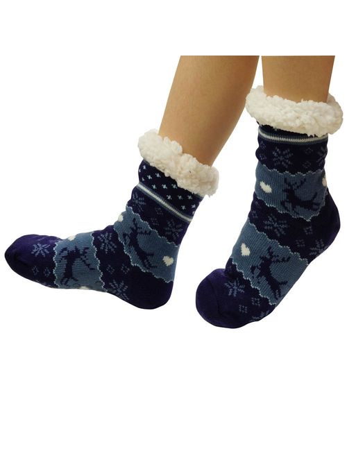 Women's Winter Warm Cozy Fuzzy Fleece Slipper Socks Christmas Gift