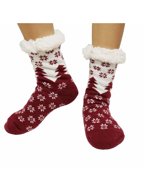 Women's Winter Warm Cozy Fuzzy Fleece Slipper Socks Christmas Gift