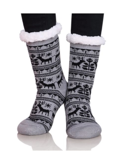 Dosoni Women Fuzzy Slipper Socks Winter Soft Warm Fleece Lining Christmas Gift Socks