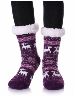 Dosoni Women Fuzzy Slipper Socks Winter Soft Warm Fleece Lining Christmas Gift Socks