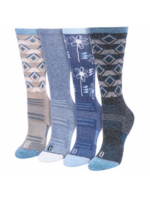 IQ High Performance Wool Blend Cushion Comfort Outdoor Women's Crew Socks 4 Pack