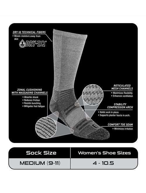 IQ High Performance Wool Blend Cushion Comfort Outdoor Women's Crew Socks 4 Pack