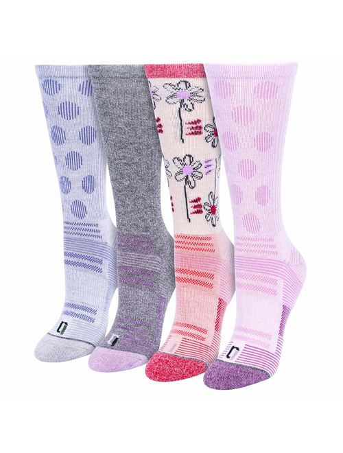 IQ High Performance Wool Blend Cushion Comfort Outdoor Women's Crew Socks 4 Pack