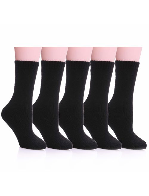 Color City Womens 5 Pairs Thick Soft Cute Cotton Socks - Winter Warm Crew Socks