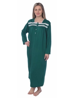 Women Jersey Long Nightgown Long Sleeve Elegant Loose Dress