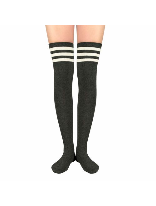 Azue Women Non Slip Thigh High Socks Fashion Tube Stockings above Knee Cosplay Socks